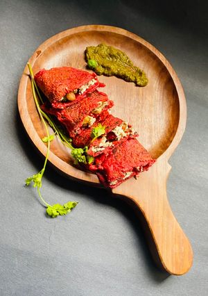 A picture of Red velvet roulade.