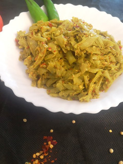 A picture of Three spice guar phali/cluster beans.
