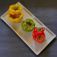 A picture of Stuffed Peppers in Mediterranean style.
