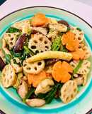 Nấm đông cô xào rau củ