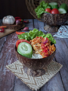 Foto resep 445.Rice Bowl (Ayam geprek bumbu instan+sambal tumis)