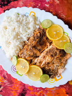 عکسی از دستور ماهی مزه دار شده (در فر) 🐟