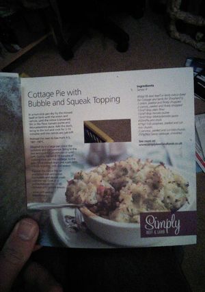 A picture of Cottage pie with bubble and squeak topping.