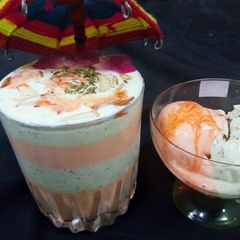 A picture of Thandai and rose ice cream.