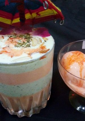A picture of Thandai and rose ice cream.