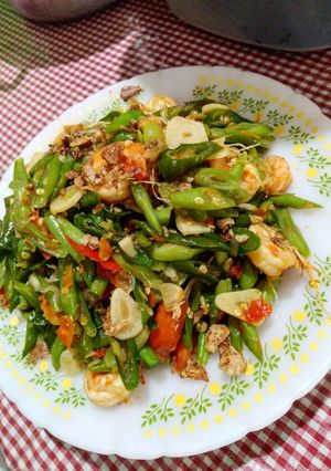 Foto resep Oseng buncis udang pedas
