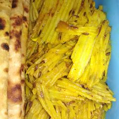 Paratha and design potato bhujiya A picture of Paratha and design potato bhujiya.