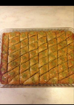صورة لوصفة بقلاوة بالفستق الحلبي
