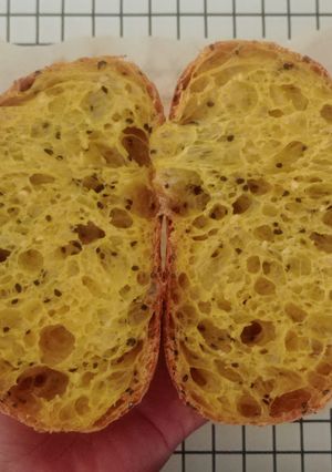 Foto resep Kunyit Jinten Hitam Wijen Sourdough Bread (Komachi)