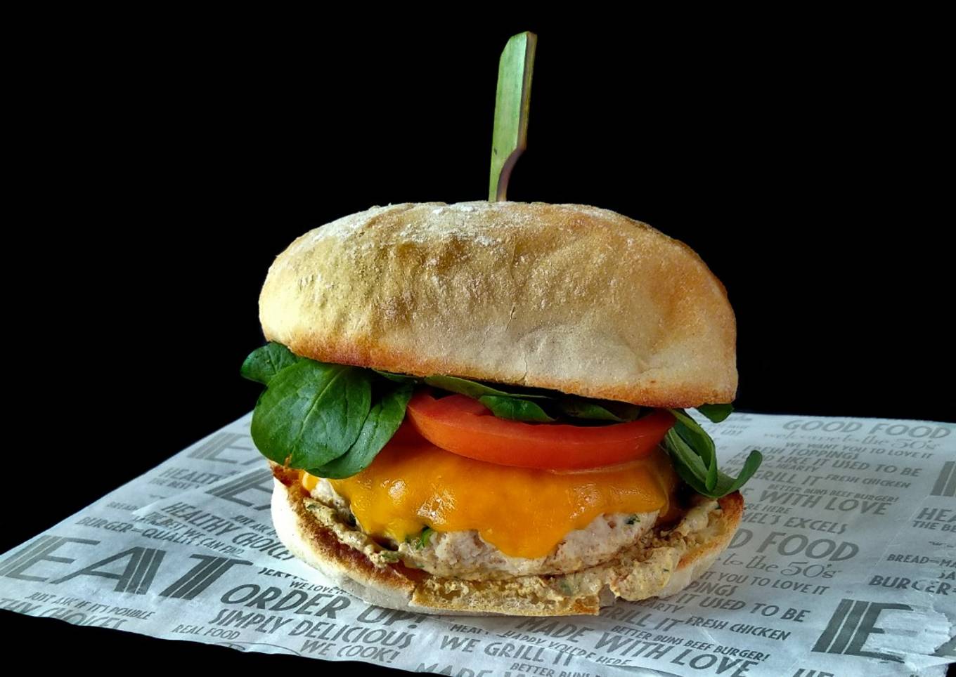 Hamburguesa de pollo especiado un toque indio