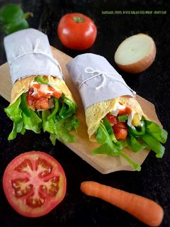 Foto resep Sausage, fries n Veg Salad Egg Wrap