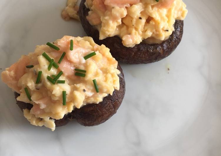 Step-by-Step Guide to Prepare Homemade Portobello Mushrooms with scrambled egg and smoked salmon