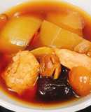 ไก่ตุ๋นฟัก พุทราจีนและลำไยแห้ง หม้ออัดแรงดัน
