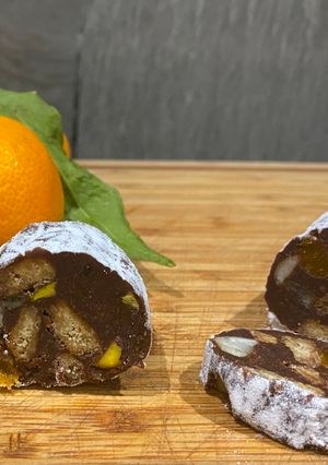 A picture of Chocolate Clementine Salami.