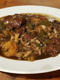 A picture of Sausage and Seafood Gumbo.