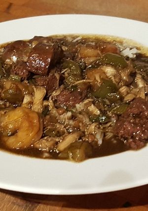 A picture of Sausage and Seafood Gumbo.