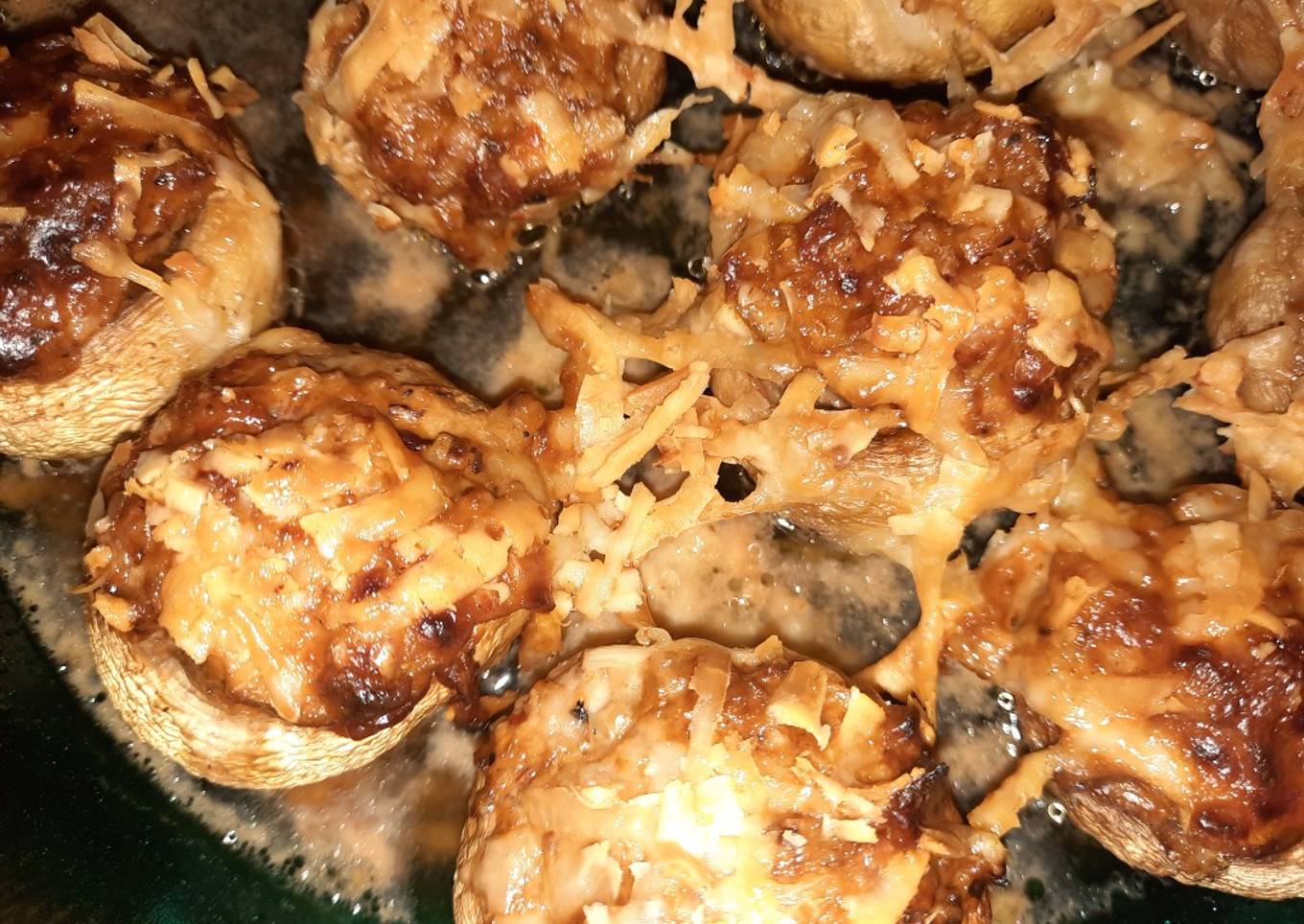 Champiñones gratinados 🍄con tocino y queso 🧀