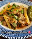 Bistec con papas en su jugo🌺