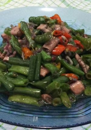 Foto resep Tumis Kacang Panjang dan Cumi Kering Pedas Simple
