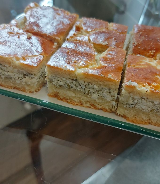 Kapros-túrós pite omlós linzertésztával recept fotója