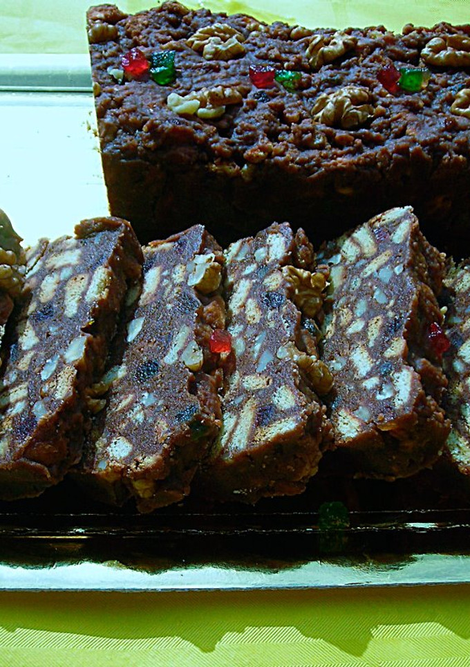Una foto de Tarta de galletas con pomada de cacao mantequilla aromatizada