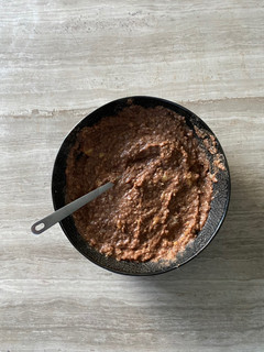 A picture of Baby breakfast: cocoa banana porridge.