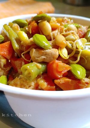 Foto resep Tumis cambah kedelai buncis wortel tahu & pete 😋