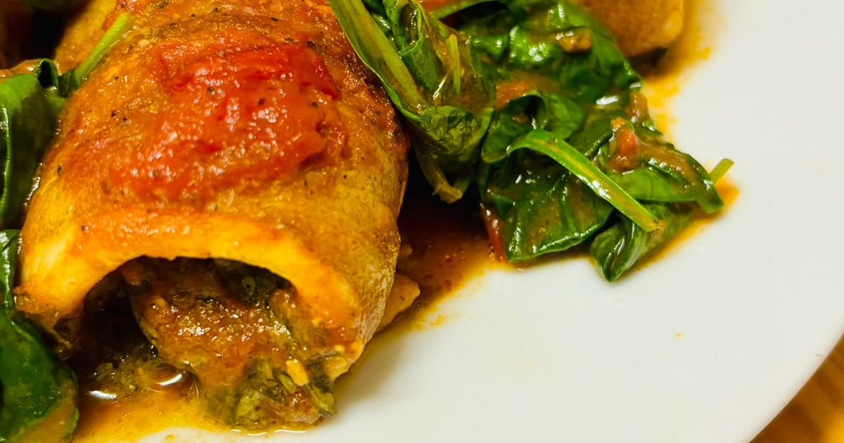 Cod Rolls With Tomatoes And Spinach Recipe by ALEX xx 🇬🇧🇱🇹 - Cookpad