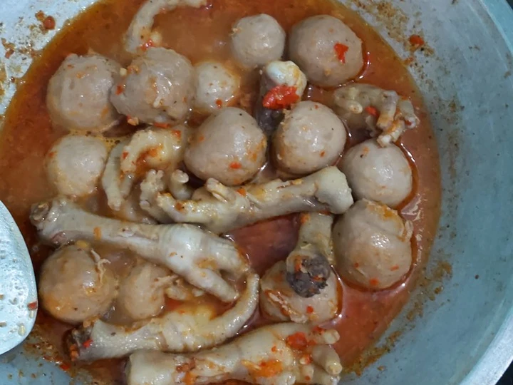 Cara Mudah Membuat Resep Pentol+ceker mercon yang Lezat Sekali Anti Ribet, Lezat