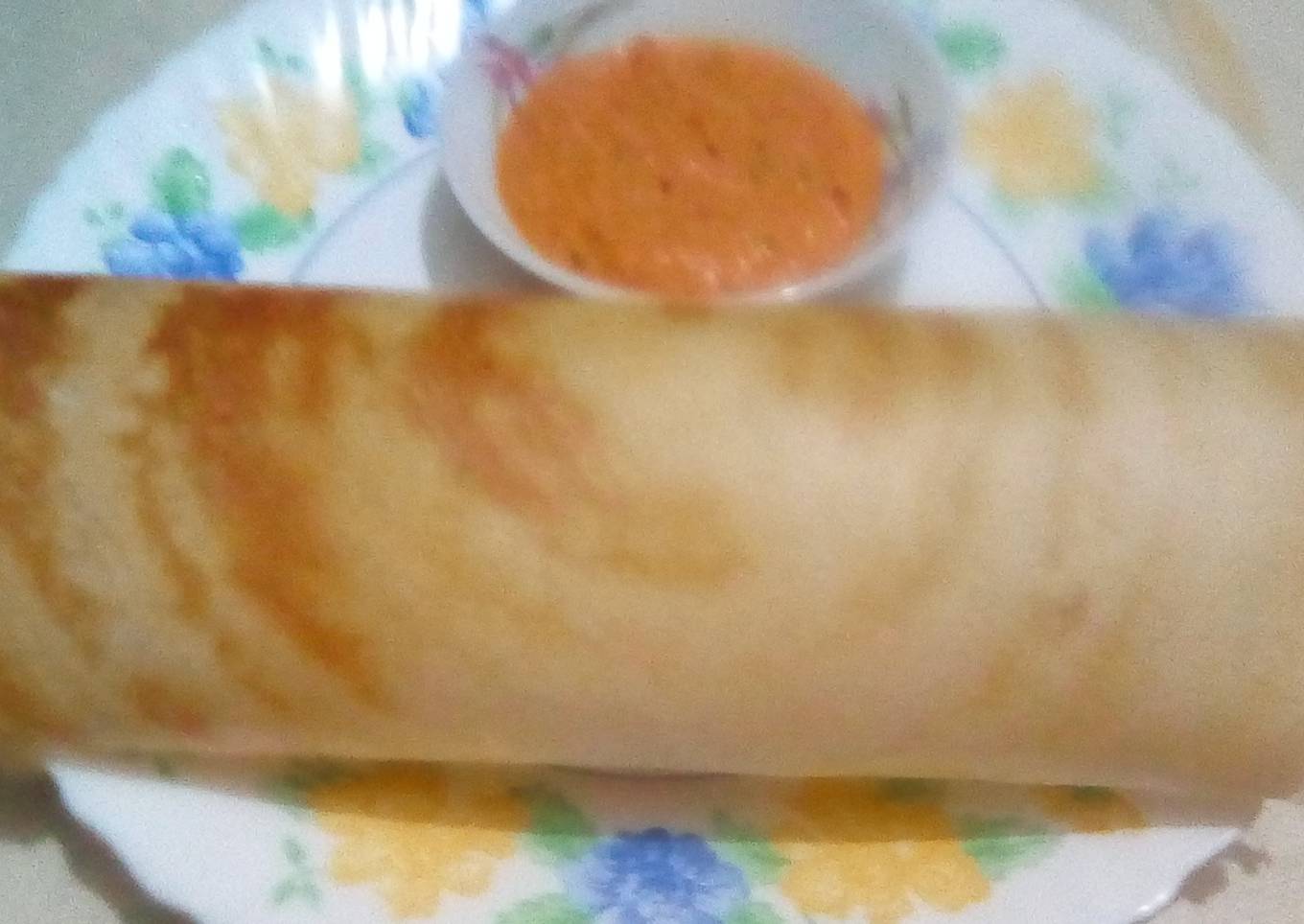Paper roast dosa with tomato chutney