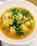 Canh rau cần khoai tây thịt bằm