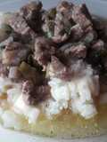 Arroz con queso y carne con verdeo