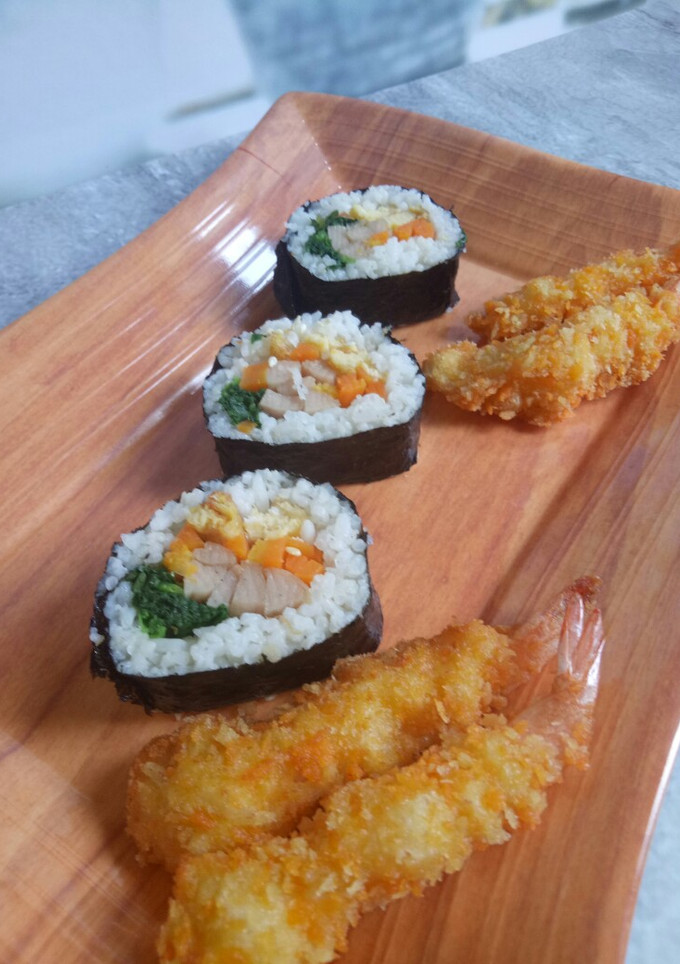 Foto resep Kimbab sederhana/Gimbab/Nasi gulung Korea