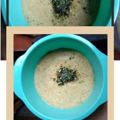 A picture of Bubur tim + telur mentega + wortel + brokoli + keju #mpasi7bulan.