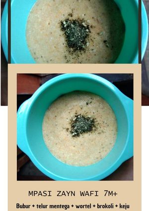 Foto resep Bubur tim + telur mentega + wortel + brokoli + keju #mpasi7bulan