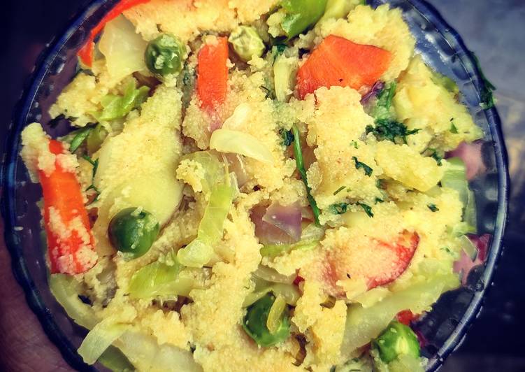 Healthy breakfast. Upma with lot of veggies