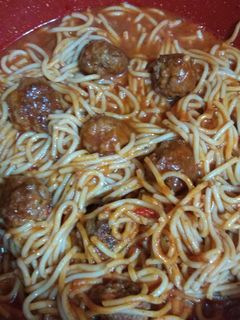 A picture of Red Spaghetti with Meatballs.