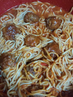 A picture of Red Spaghetti with Meatballs.