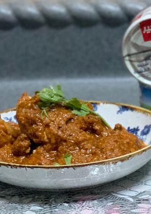 صورة لوصفة دجاج بالقشطه مع البصل المحمر 😋