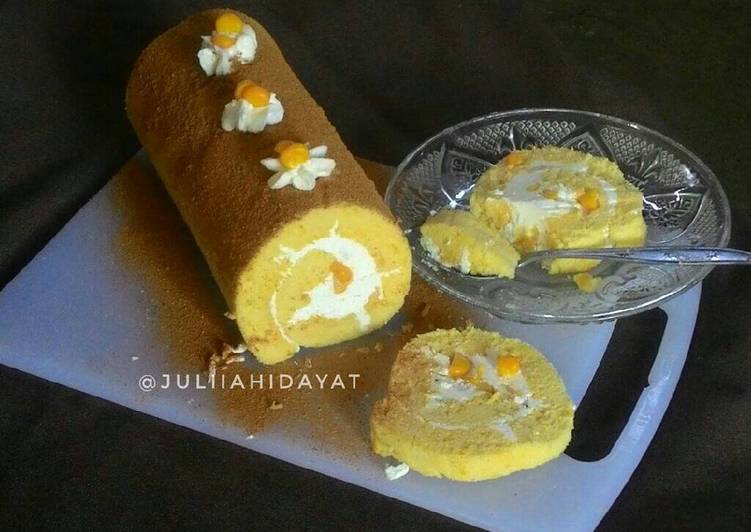 Cara Gampang Menyiapkan Sweet Corn Japanese Roll Cake, Enak Banget