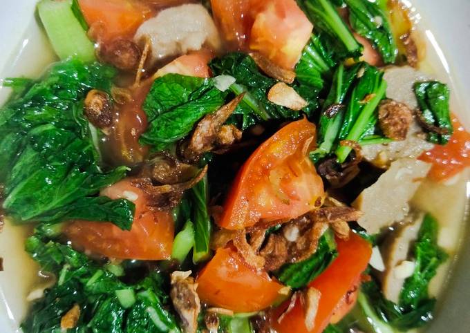 Bagaimana Menyiapkan Tumis 🥬🍅 baceman bawang putih yang Enak Banget