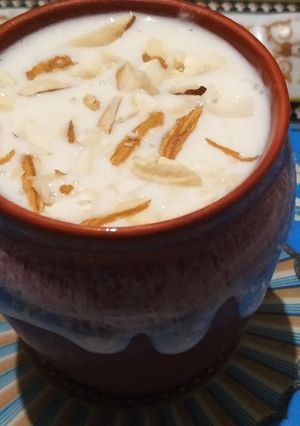 A picture of Badam milkshake (Almond milk shake).