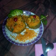 A picture of Green bell pepper with sweet polau.