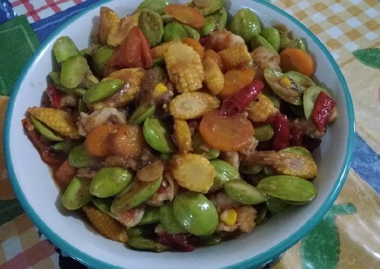 Cara Gampang Membuat Pete tumis udang asem manis, Lezat Sekali