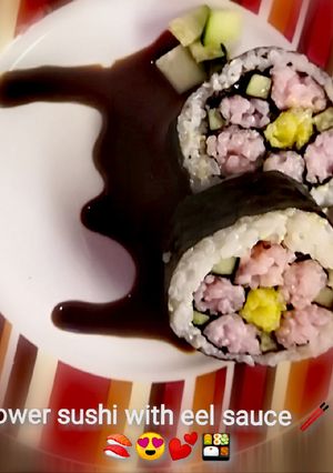 Virágmintás sushi recept fotója