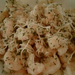 Shrimp Scampi & French bread croutons A picture of Shrimp Scampi & French bread croutons.