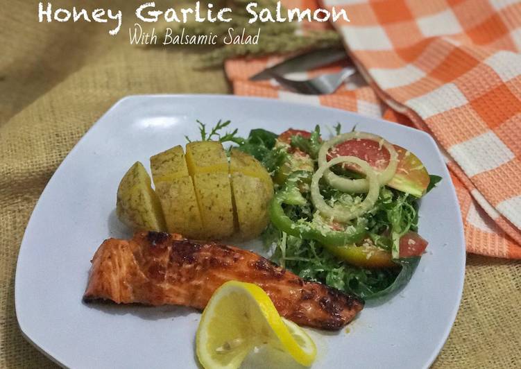 Resep Honey Garlic Salmon with Balsamic Salad Anti Gagal