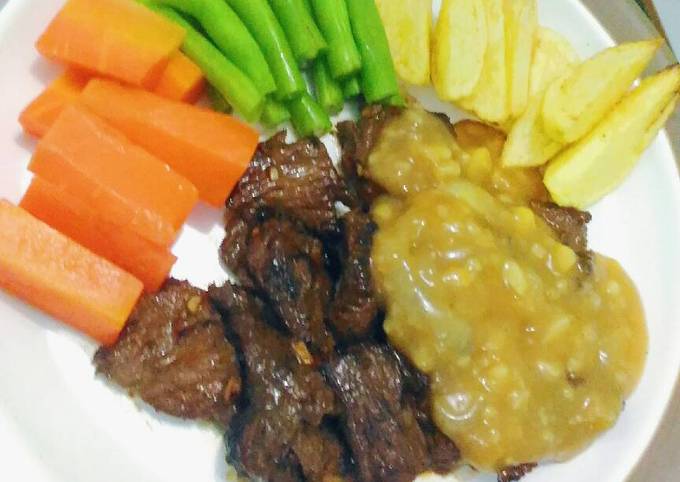 Resep: Beef Steak with Brown gravy Sauce #kitaberbagi Anti Gagal