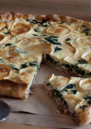 Foto principal de Quiche de jamón, espinacas y queso de cabra