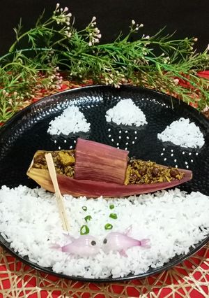A picture of Banana Flower Sabji (Mochar Ghonto).